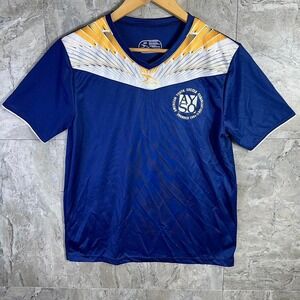 SCORE Blue‎ and yellow AYSO Soccer Jersey Adults Small #10 #soccerjersey